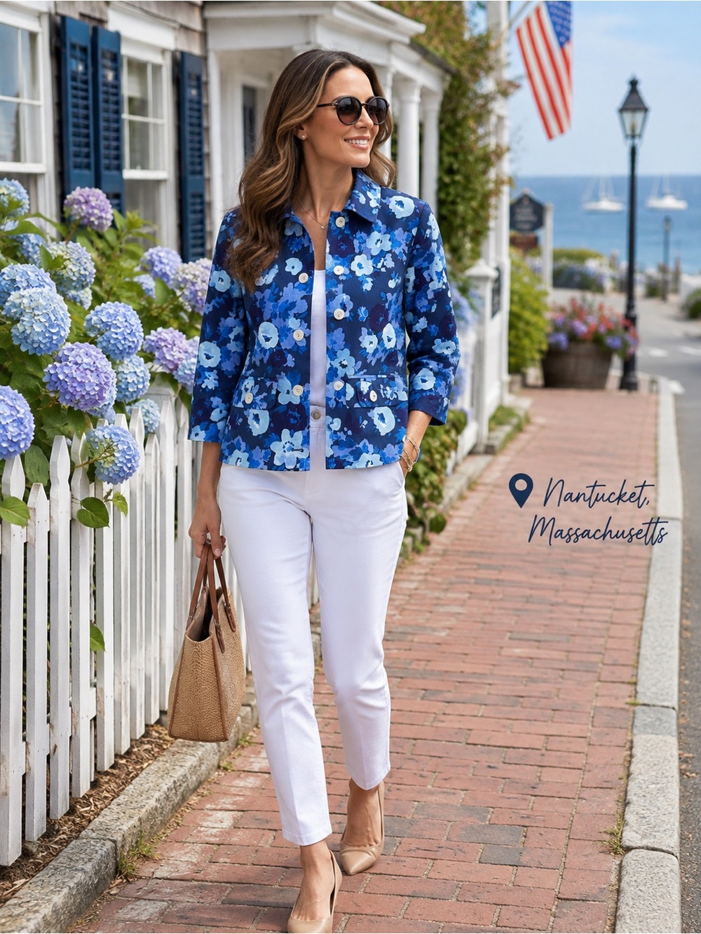 🌼 J.Crew Blue Floral Cotton Stretch Jacket – Size 10